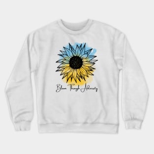 Bloom Through Adversity - Sunflower/Ukrainian Flag (Watercolor) Crewneck Sweatshirt